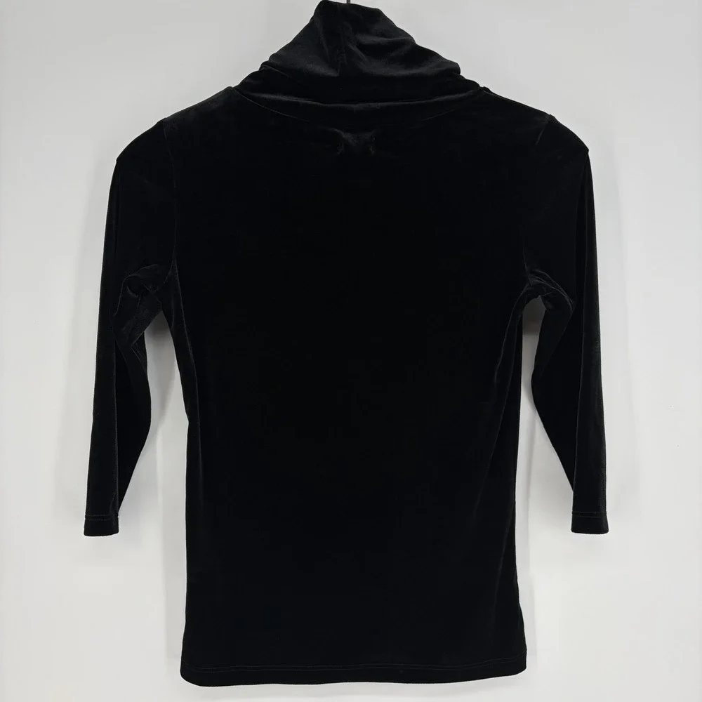 L'AGENCE Aja Velvet Turtleneck Top S Black Stretchy Minimalist Soft Witchy Fall